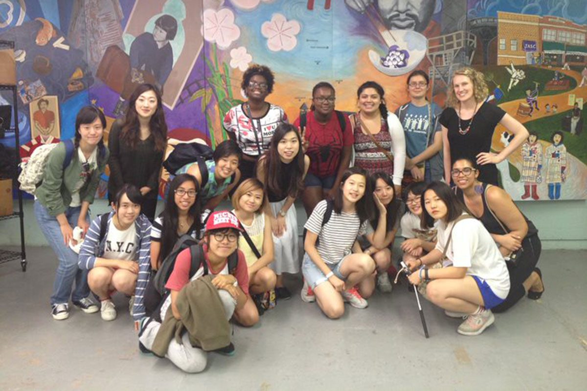 Youth program visits a mural in the city